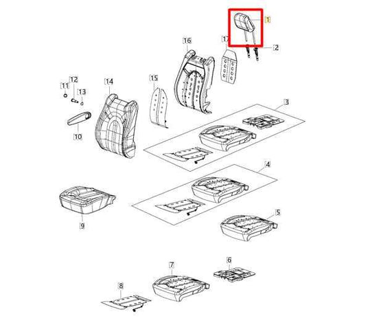 17-20 Chrysler Pacifica Front Right Passenger Side Seat Headrest 5XG253D2AC OEM - Alshned Auto Parts
