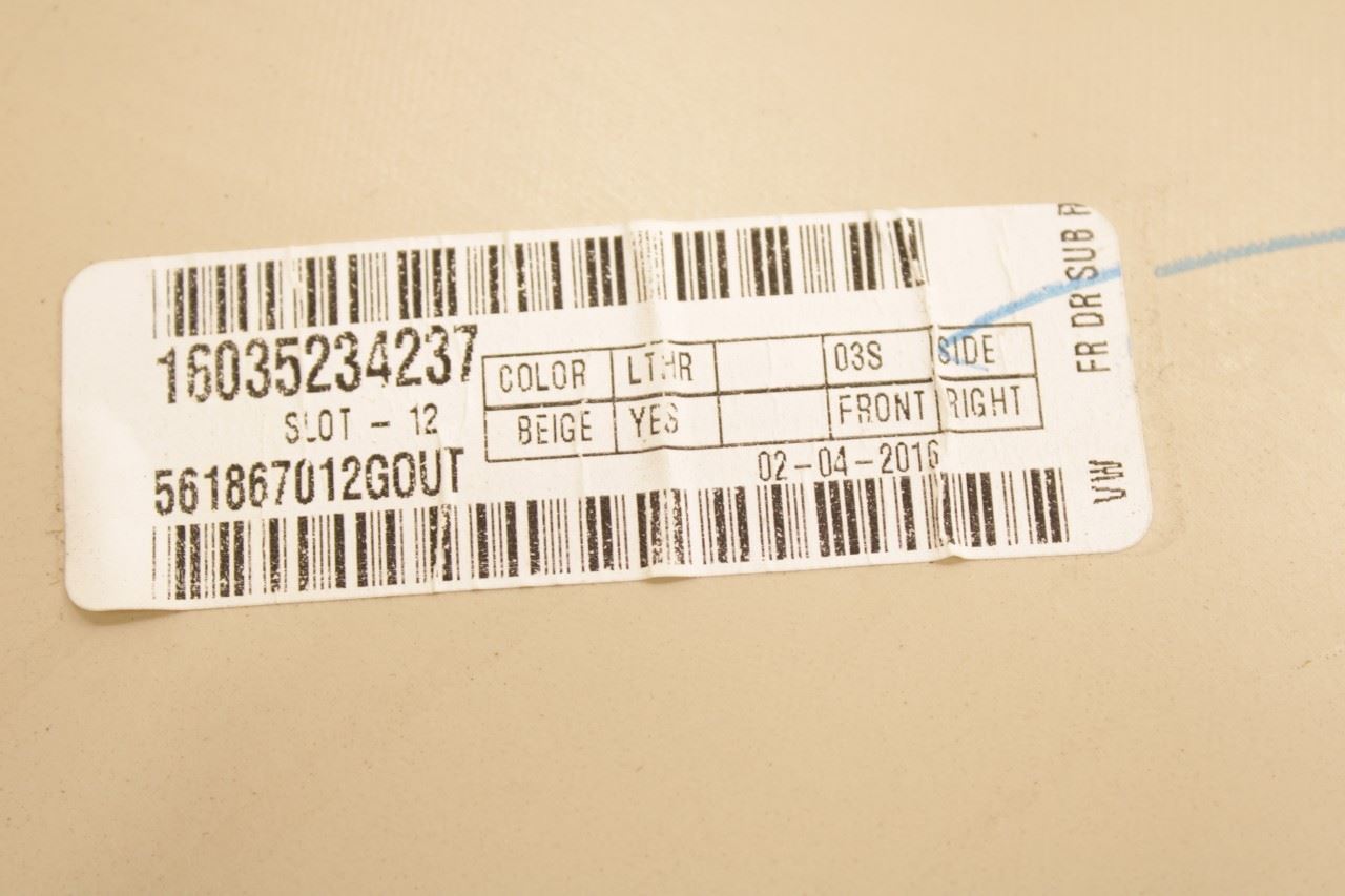 2012-19 Volkswagen Passat SE Front Right Passenger Door Trim Panel 561867012GOUT - Alshned Auto Parts