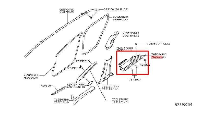 13-20 Nissan Pathfinder SL Rear Left Door Sill Scuff Kick Plate Trim 769B7-3JA0A - Alshned Auto Parts