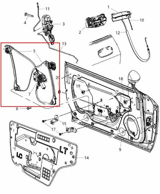 08-23 Dodge Challenger SXT Front Left Door Window Regulator w/ Motor 68043885AA - Alshned Auto Parts