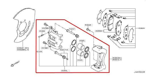 2017-2022 Infiniti Q60 Luxe Front Right Side Brake Disc Caliper 41001-4GA0A OEM - Alshned Auto Parts
