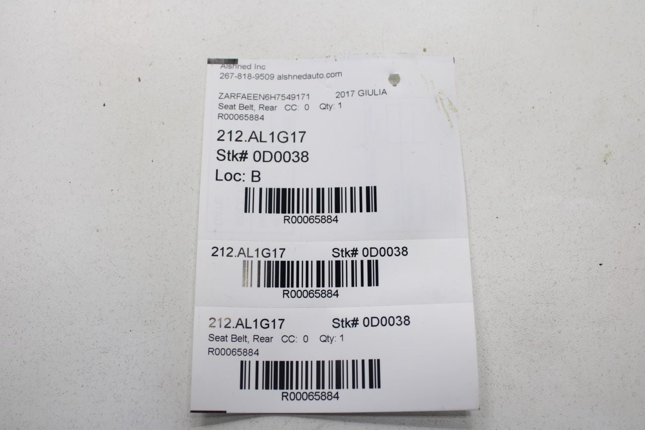 17-19 Alfa Romeo Giulia Rear RH and LH Center 2nd Row Seat Belt Buckle Set of 4 - Alshned Auto Parts