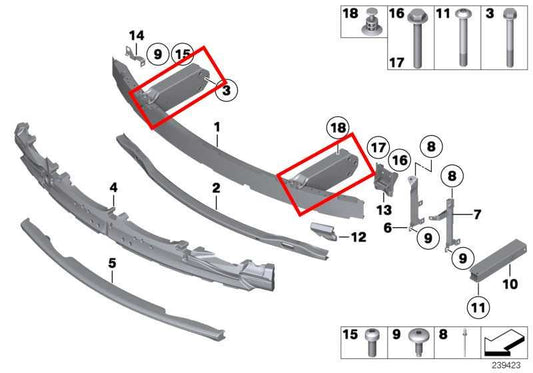 10-15 BMW 750Li xDrive Front Right and Left Bumper Reinforcement Impact Bar Stay - Alshned Auto Parts
