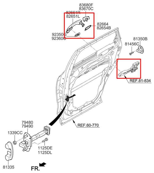 15-20 Kia Sorento EX 3.3L Rear Driver Left Side Door Exterior Handle 82651C5010 - Alshned Auto Parts
