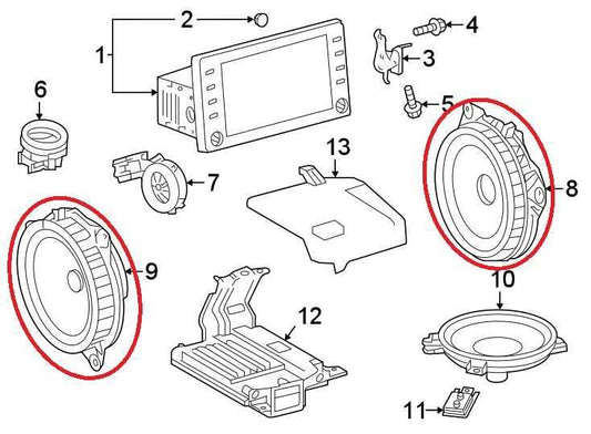 19-25 Toyota Corolla LE Front or Rear Right and Left Door Speaker Set 8616002B40 - Alshned Auto Parts