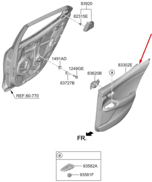 2019-2021 Hyundai Veloster Rear Right Side Door Trim Panel 83623-J3000 OEM - Alshned Auto Parts