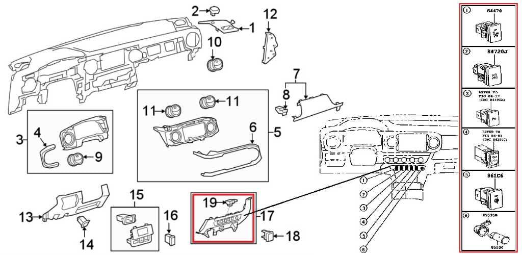 2016-2019 Toyota Tacoma Limited Dash Panel Center Lower Switch Bezel 55434-04070 - Alshned Auto Parts