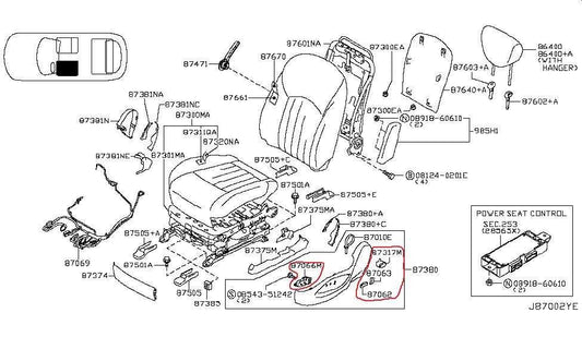 14-17 Infiniti QX50 FR Left Power Seat Adjustment and Lumbar Switch 87066-3LZ1A - Alshned Auto Parts