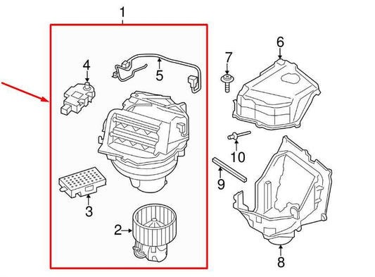 2010-15 BMW 750Li xDrive Front HVAC Heater Blower Motor Housing Assy 64119243950 - Alshned Auto Parts
