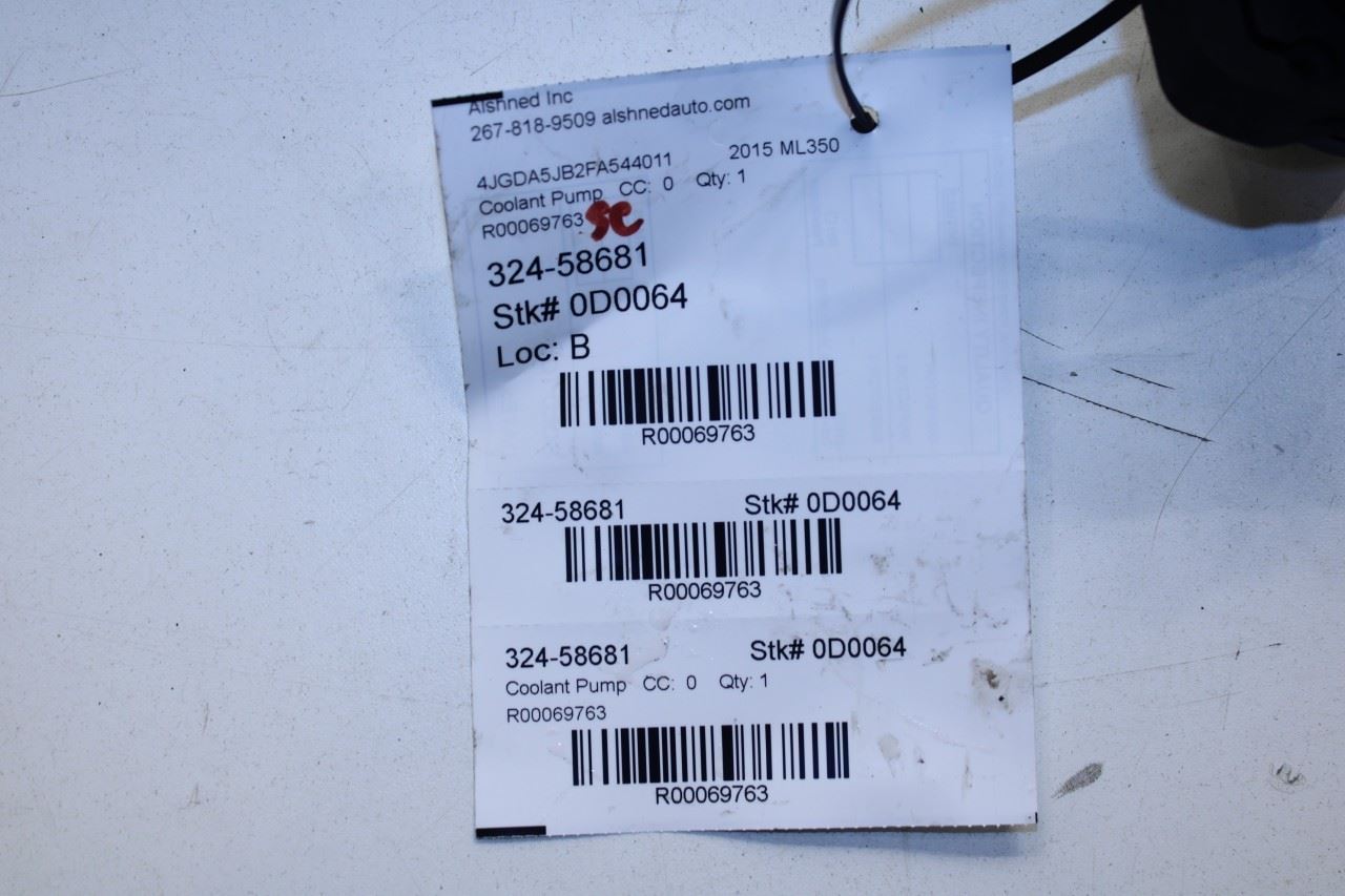 2012-2015 Mercedes-Benz ML350 3.5L RWD Radiator Auxiliary Water Coolant Pump - Alshned Auto Parts