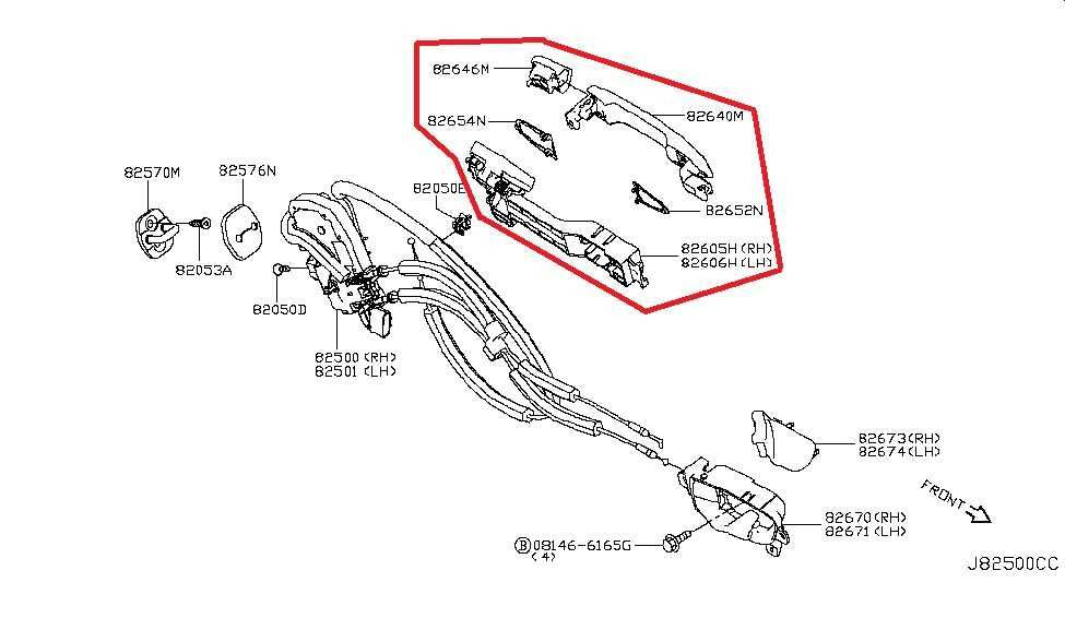 2015-24 Infiniti Q50 Premium Rear Left Side Door Exterior Handle 82640-4GA9A OEM - Alshned Auto Parts