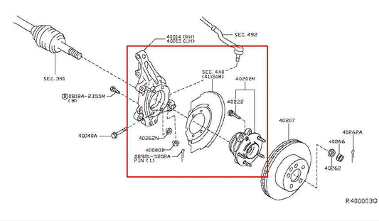2015-24 Nissan Murano Platinum Front Right Side Spindle Knuckle Hub 40014-5AA0A - Alshned Auto Parts