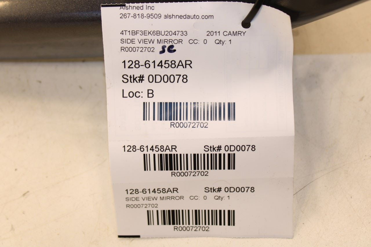 07-11 Toyota Camry LE 2.5L Passenger Right Side Rear View Mirror 87910-06190-B1 - Alshned Auto Parts