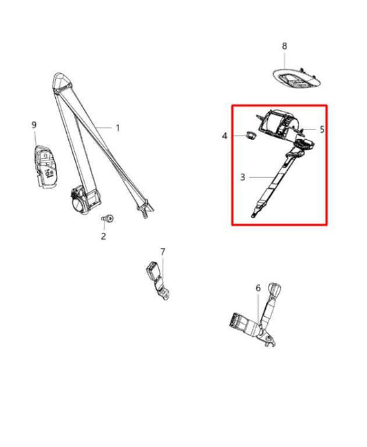 17-20 Chrysler Pacifica Limited 3.6L FWD Rear Center 3rd Row Seat Belt Retractor - Alshned Auto Parts