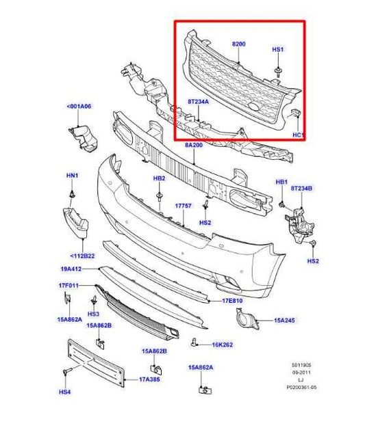 2010-12 Land Rover Range Rover HSE Front Radiator Upper Grille w/ Emblem *ReaD* - Alshned Auto Parts