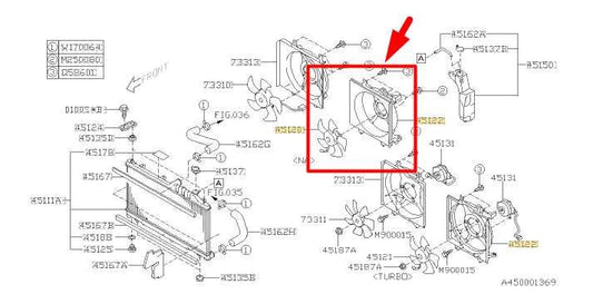2007-14 Subaru Outback 2.5L Left Radiator Cooling Fan Motor Assy 45122AG02C OEM - Alshned Auto Parts