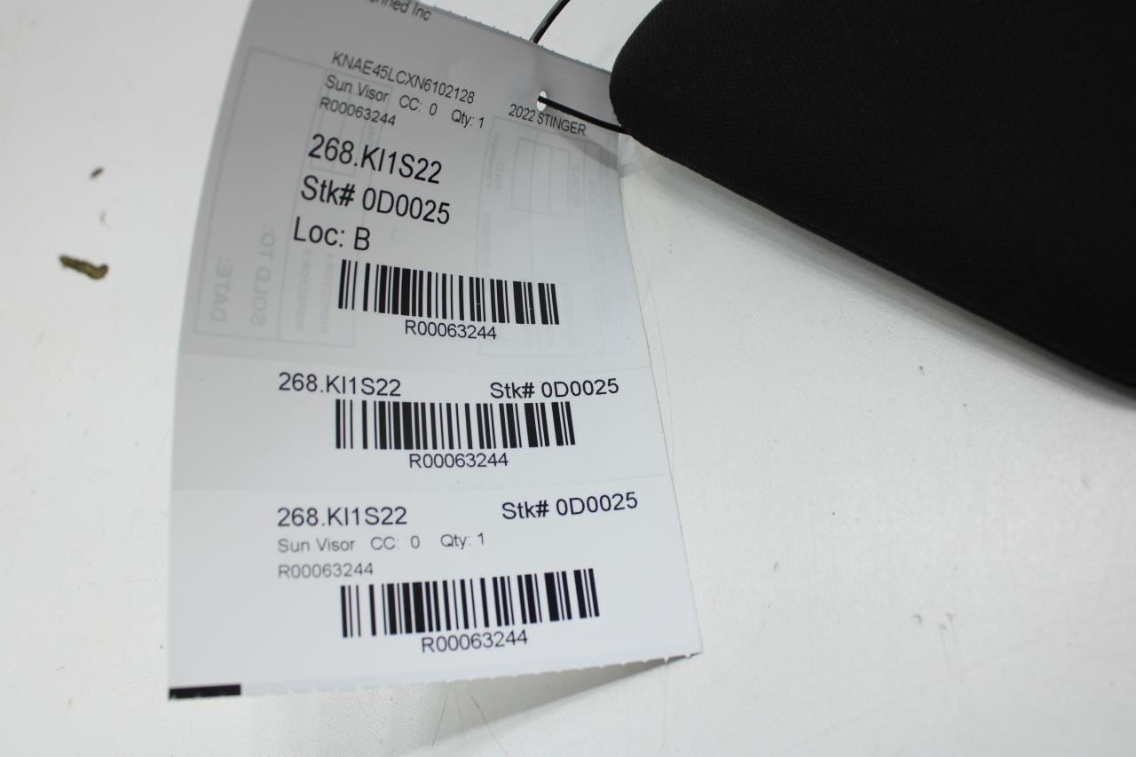 2018-23 Kia Stinger GT1 Front Right Side Sun Visor w/ Mirror 85202-J5240TWK OEM - Alshned Auto Parts