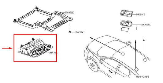 15-2018 Nissan Murano Platinum Roof Overhead Console Dome Light Lamp 26430-5AC2A - Alshned Auto Parts