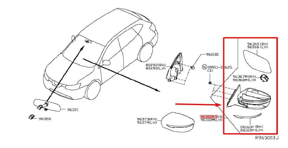 2015-2017 Nissan Rogue Right Passenger Side Rear View Mirror 96301-9TB0C OEM - Alshned Auto Parts