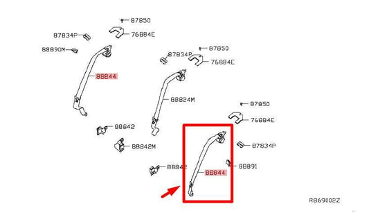 2013-2019 Nissan Sentra SV Rear Left 2nd Row Seat Belt Retractor 88844-5UD8A OEM - Alshned Auto Parts