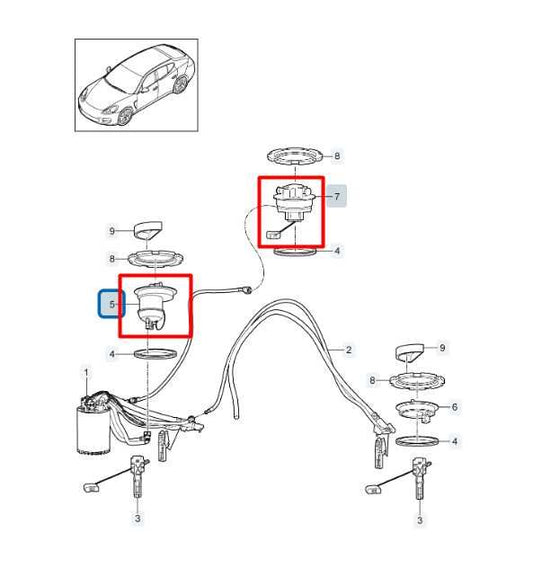 2010-16 Porsche Panamera 4 3.6L Gas Tank Fuel Pump Right Side Vent Valve Flange - Alshned Auto Parts
