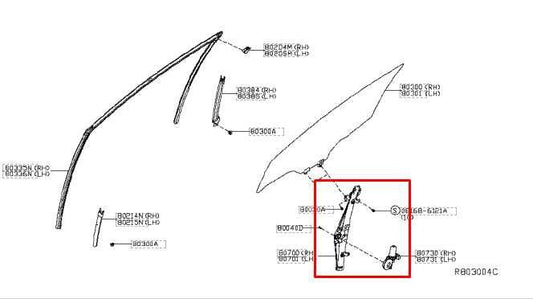 2015-2024 Nissan Murano Platinum Front Right Side Door Window Regulator w/ Motor - Alshned Auto Parts