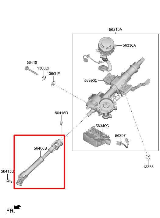 2019-21 Hyundai Veloster 2.0L FWD Steering Column Intermediate Shaft 56400-J3000 - Alshned Auto Parts