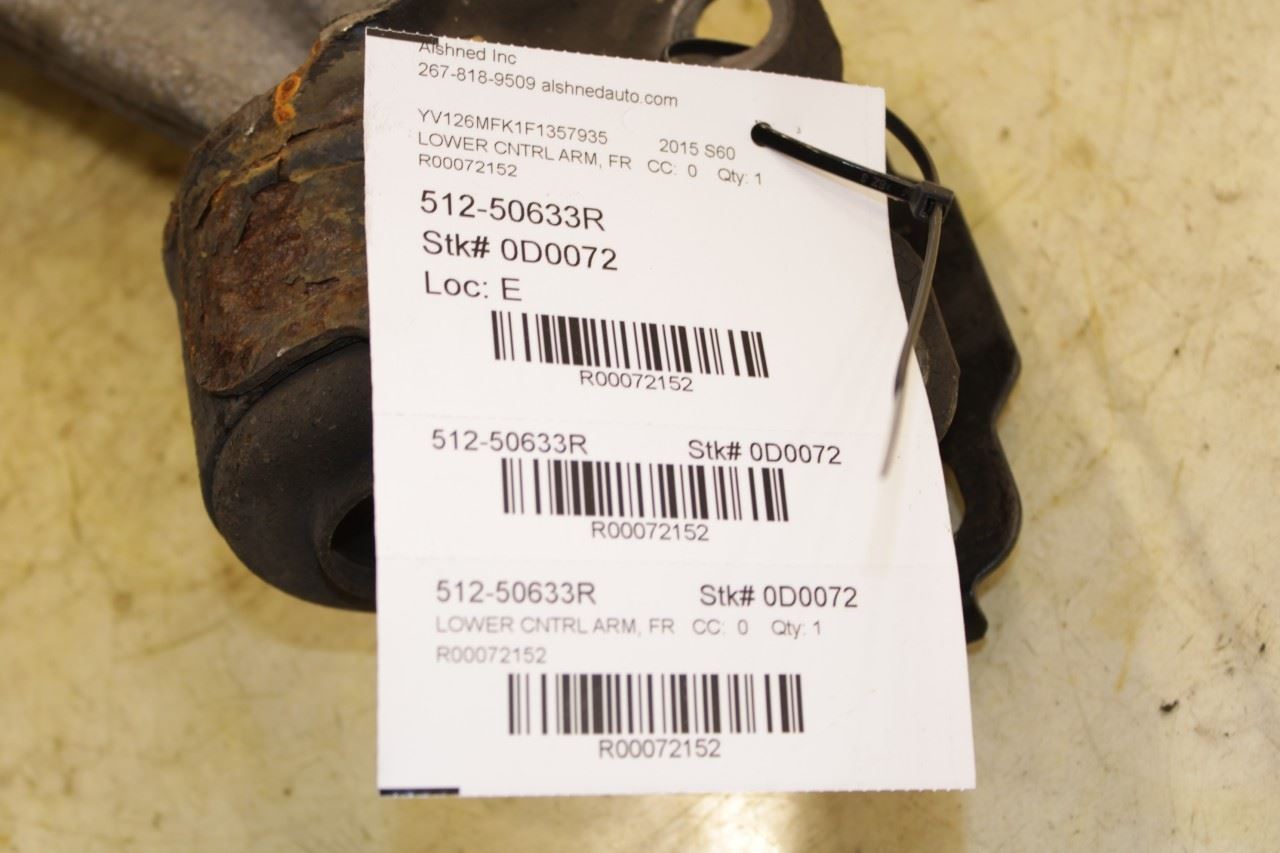 2015-2016 Volvo S60 T5 Premier FWD Front Suspension Right Side Lower Control Arm - Alshned Auto Parts