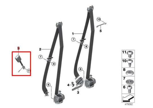 14-18 BMW X5 xDrive35i AWD Front Driver LH Side Seat Belt Buckle 72117297131 OEM - Alshned Auto Parts