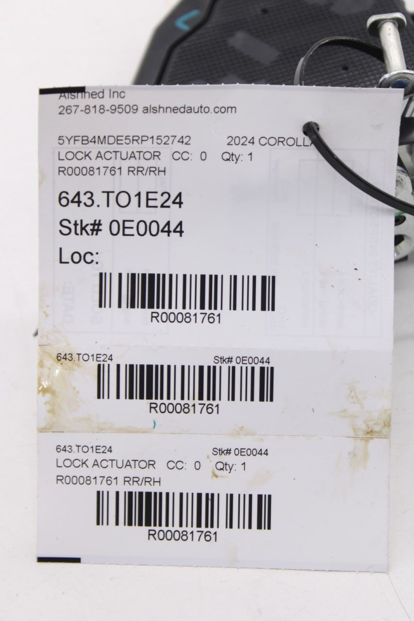 2020-2025 Toyota Corolla LE Rear Right Door Lock Latch Actuator Assy 69050-025909