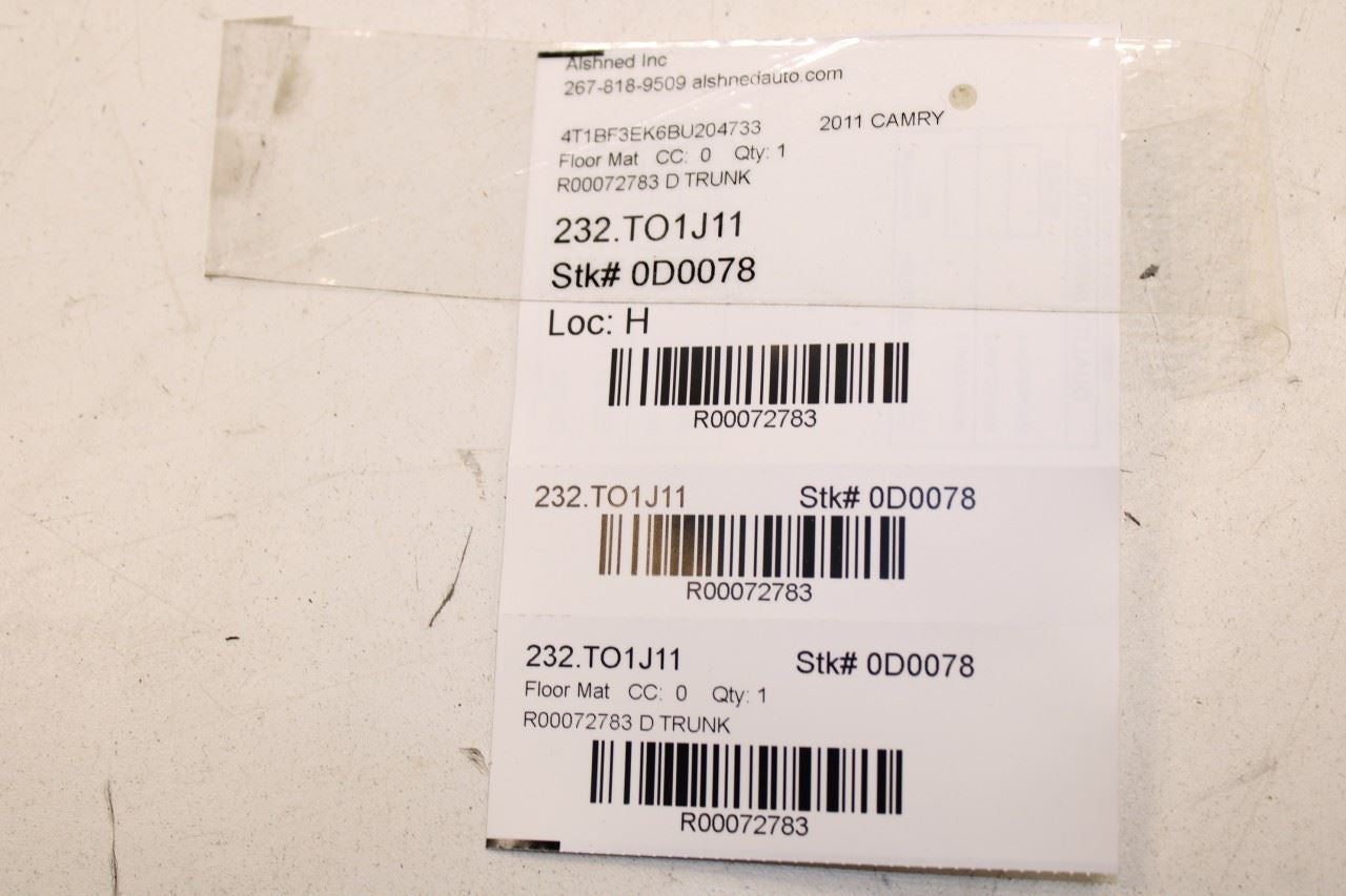 07-11 Toyota Camry LE 2.5L FWD Rear Trunk Floor Cargo Carpet Mat PT206-03077-21 - Alshned Auto Parts