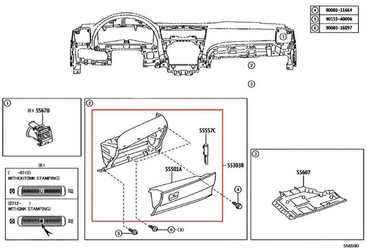 2007-2011 Toyota Camry LE Glove Box Storage Compartment 55303-06041-B1 OEM - Alshned Auto Parts