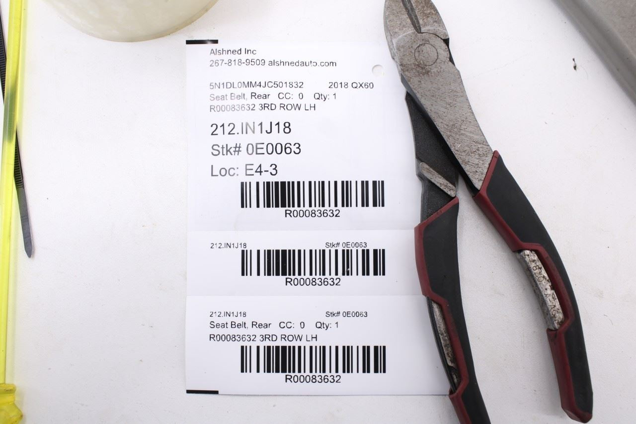 2014-20 Infiniti QX60 3.5L AWD Rear Driver Left Side 3rd Row Seat Belt Retractor - Alshned Auto Parts