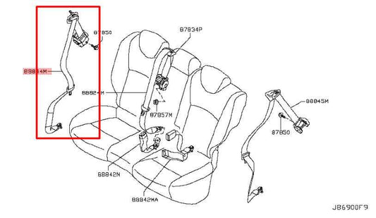 2014-17 Infiniti QX50 3.7L Rear Passenger Right Side 2nd Row Seat Belt Retractor - Alshned Auto Parts