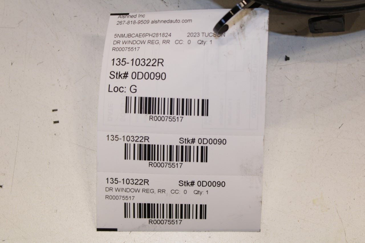 22-25 Hyundai Tucson SEL Rear Right Door Window Regulator w/ Carrier and Speaker - Alshned Auto Parts