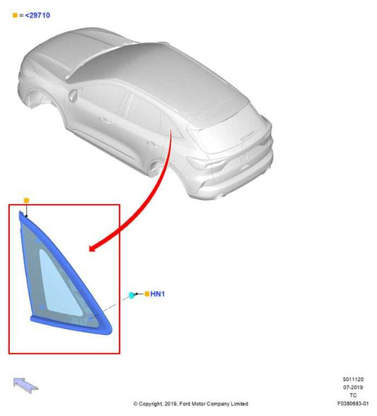 20-25 Ford Escape SEL Rear Left Driver Side Quarter Window Glass LJ6Z-7829711-G - Alshned Auto Parts