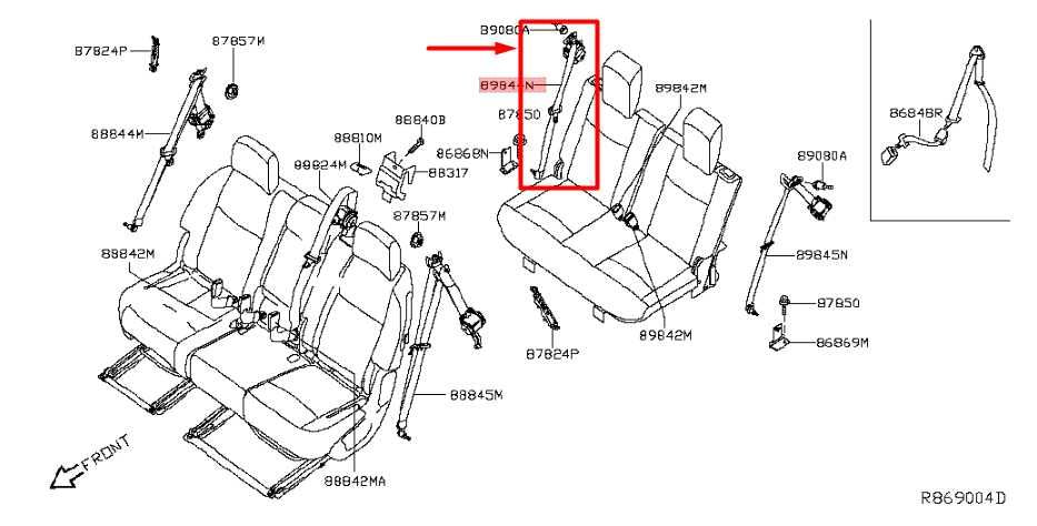 2015-20 Nissan Pathfinder RR RH Side 3rd Row Seat Belt Retractor 89844-9PB0B OEM - Alshned Auto Parts