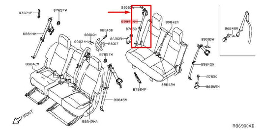 2015-20 Nissan Pathfinder RR RH Side 3rd Row Seat Belt Retractor 89844-9PB0B OEM - Alshned Auto Parts