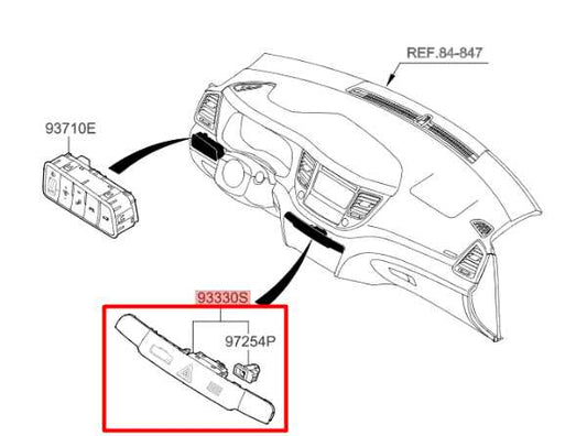 15-21 Hyundai Tucson Dash Hazard Light and Passenger Warning Switch 93700-D3100 - Alshned Auto Parts