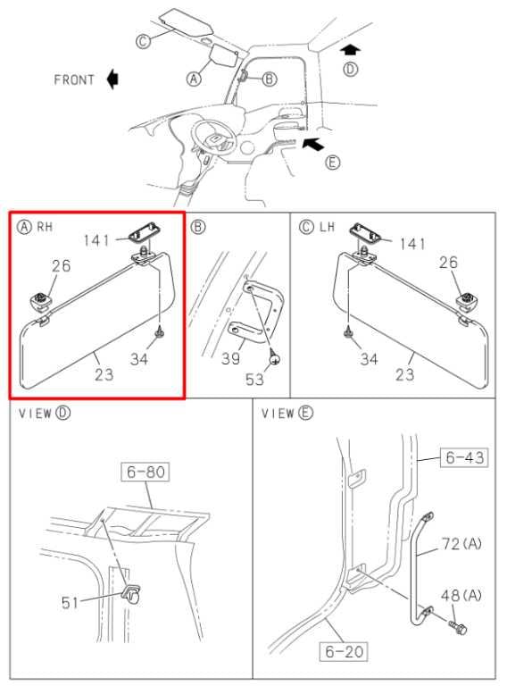 12-20 Isuzu NPR HD 6.0L Front Passenger Right Side Sun Visor w/ Header Roof Tray - Alshned Auto Parts