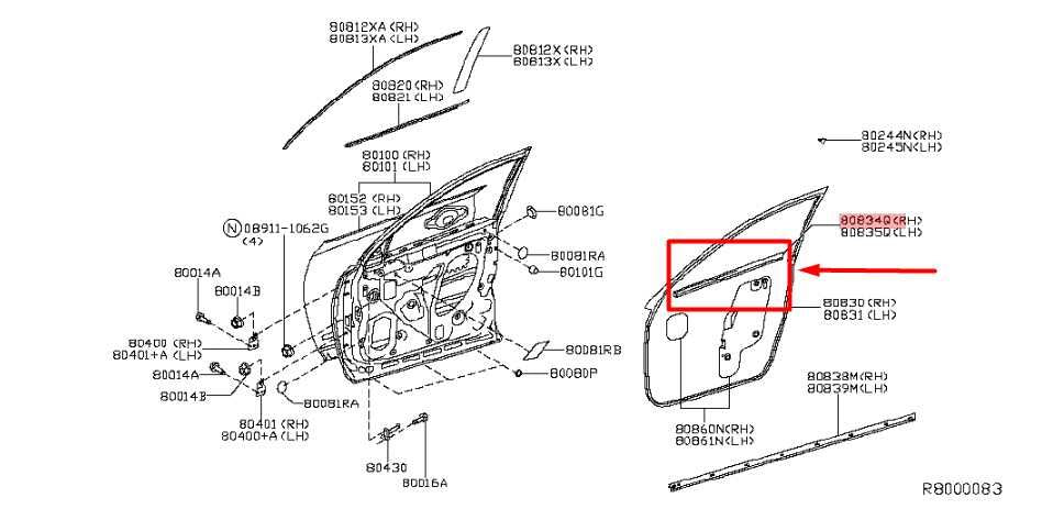 13-20 Nissan Pathfinder FR LH Door Window Inner Weatherstrip Seal 808353JA0B OEM - Alshned Auto Parts