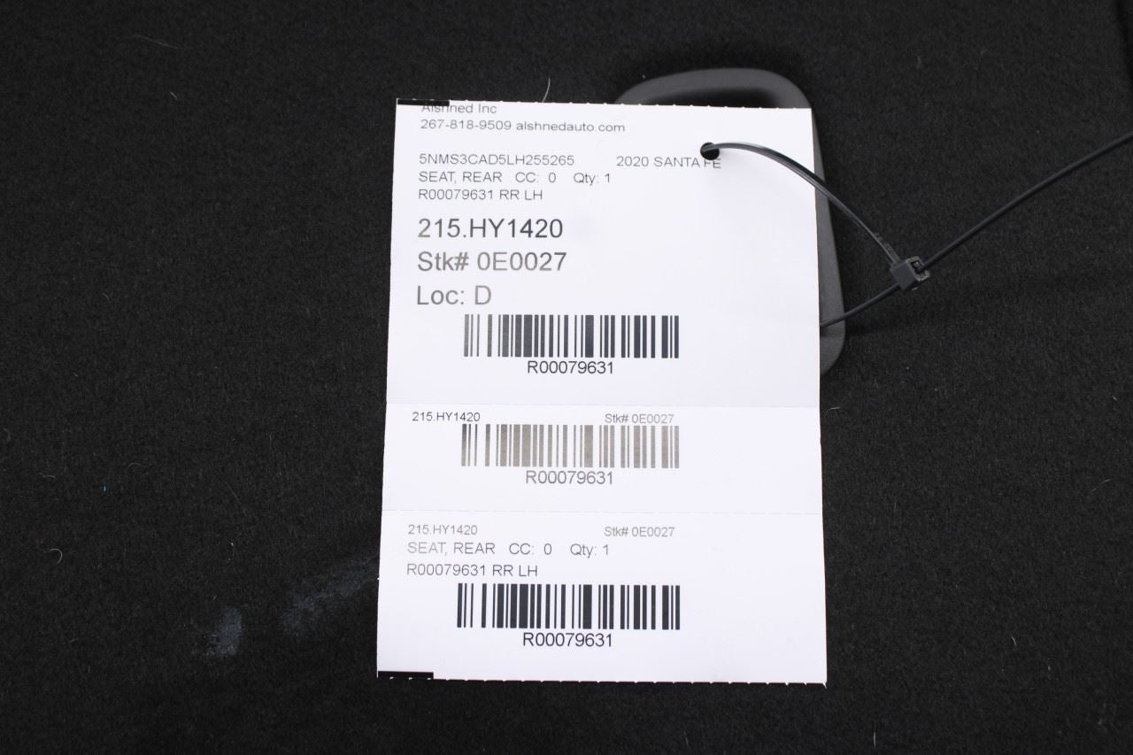19-23 Hyundai Santa Fe SEL 2.4L AWD Rear Driver Left Side 2nd Row Seat Complete - Alshned Auto Parts