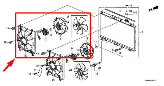 13-17 Honda Accord LX 2.4L LH Radiator Cooling Fan Motor Assy 19015-5A2-A02 OEM - Alshned Auto Parts