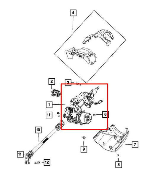 2018-2021 Jeep Compass Latitude 2.4L 4WD Steering Column Assembly 68276903AG OEM - Alshned Auto Parts
