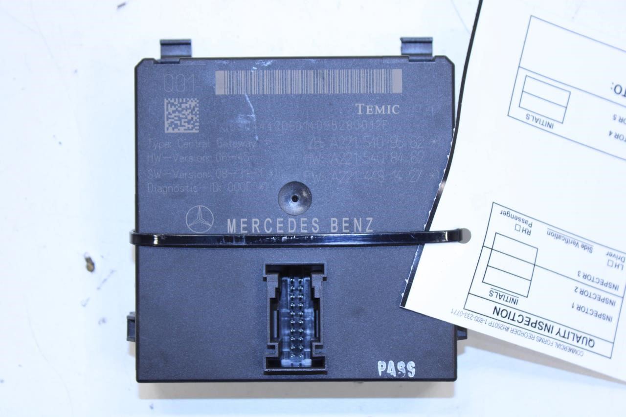 07-2013 Mercedes-Benz S550 Central Gateway Computer Control Module 221-540-95-62 - Alshned Auto Parts
