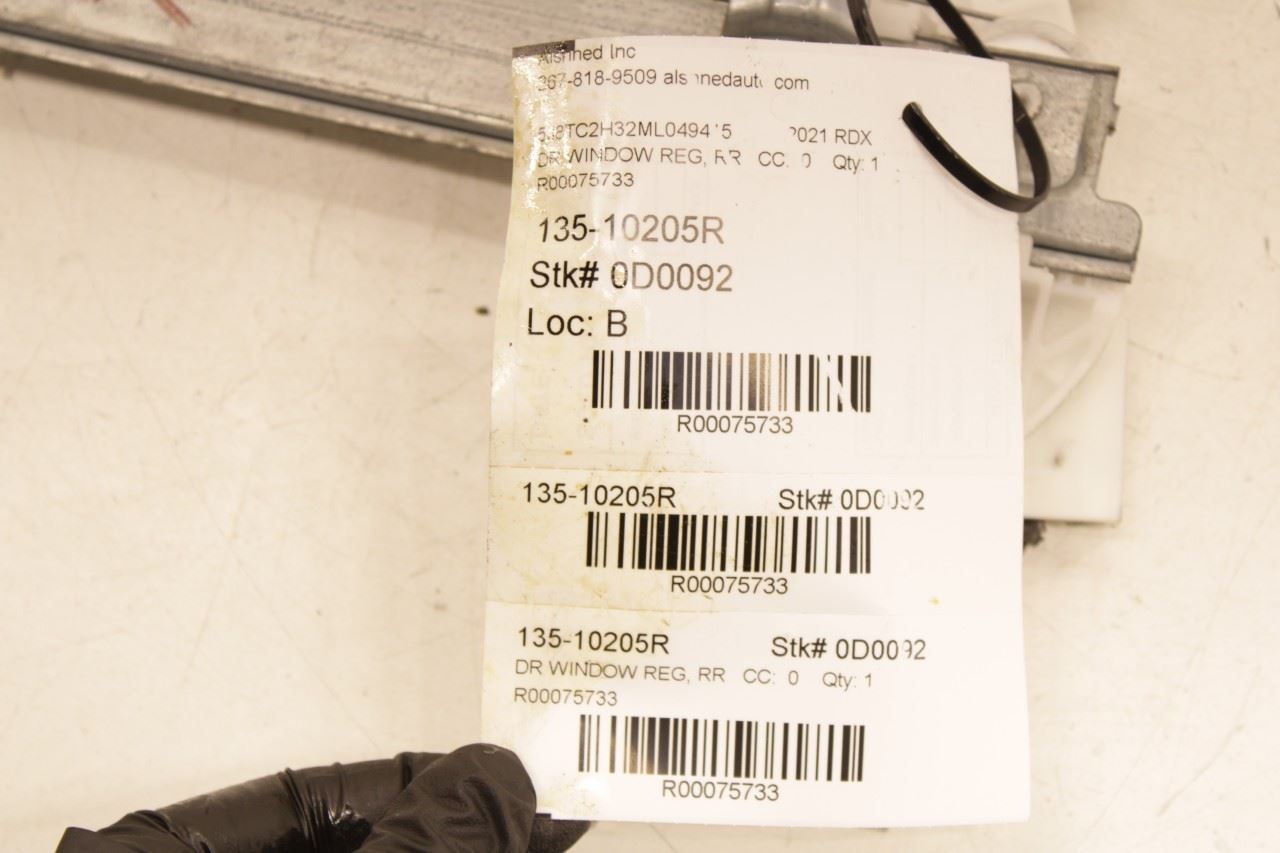 19-25 Acura RDX SH-AWD Rear Right Passenger Side Door Window Regulator w/ Motor - Alshned Auto Parts