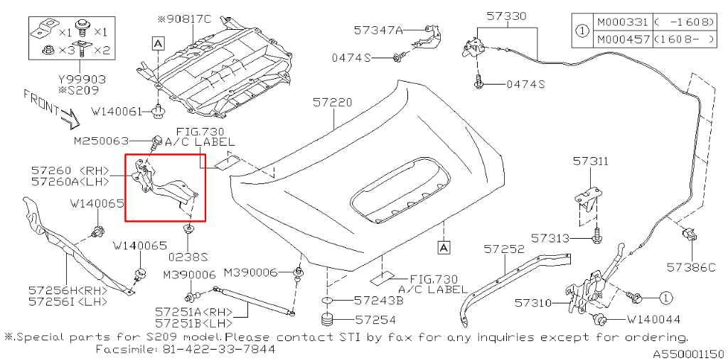 2015-21 Subaru WRX Premium Front Right and Left Side Hood Hinge Set 57260VA0009P - Alshned Auto Parts