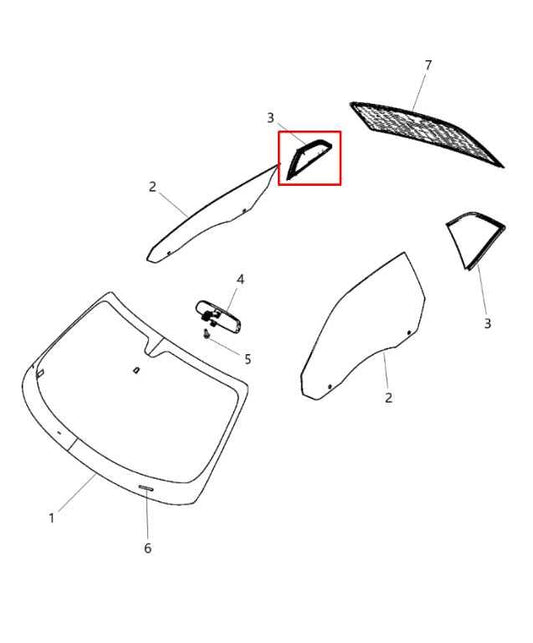 2008-2014 Dodge Challenger SXT Rear Right Side Quarter Window Glass 4816144AF - Alshned Auto Parts