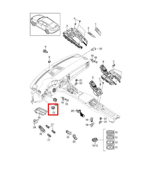 2010-16 Porsche Panamera 4 Dash Driver Left Side Electronic Parking Brake Switch - Alshned Auto Parts
