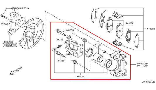 2014-2017 Infiniti QX50 Rear Right and Left Side Brake Disc Caliper 44001-1BN0A - Alshned Auto Parts